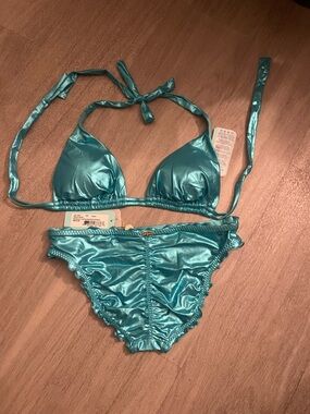 New LULI FAMA AQUAMARINE BABES JUST WANT SUN BIKINI SET M